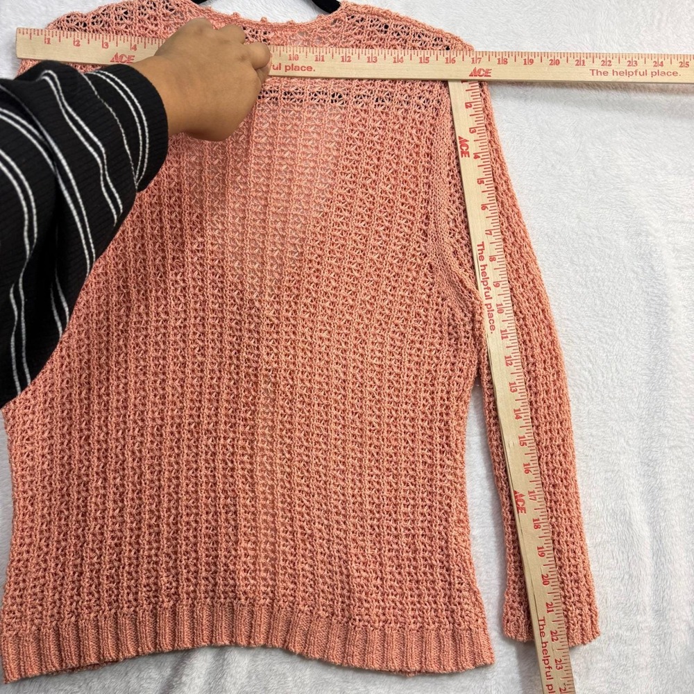 Vintage JPR L Peach Knit Cardigan Sweater Pearl Cottagecore Coquette Pastel Boho - Picture 7 of 8